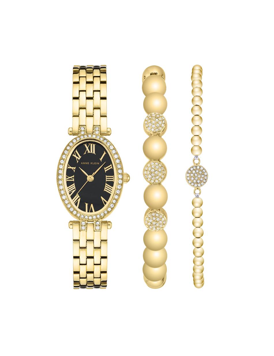 Les métaux Anne Klein Oval Watch and Bracelet Set with Premium Crystals   | XMI-0934046